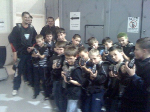 Dragons U11's ready for action at Kids 2 Plays' Laser Tag centre.